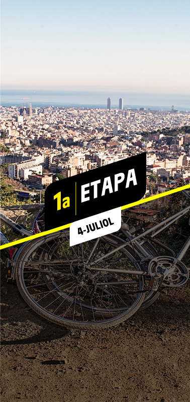 Bicicletes a la vora d'un camí a la muntanya amb vistes sobre Barcelona. Autoria: Paola de Grenet Bicicletes a la vora d'un camí a la muntanya amb vistes sobre Barcelona. Autoria: Paola de Grenet